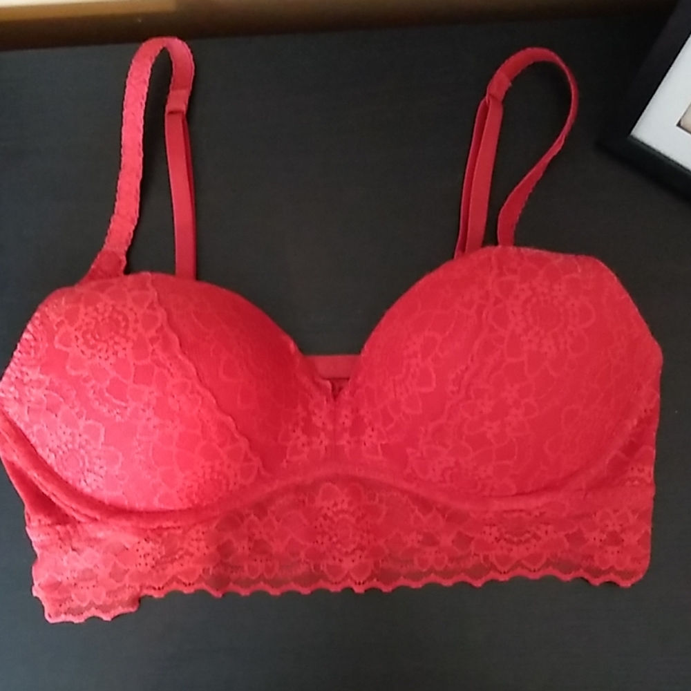 Pink Victoria's Secret red lace bralette